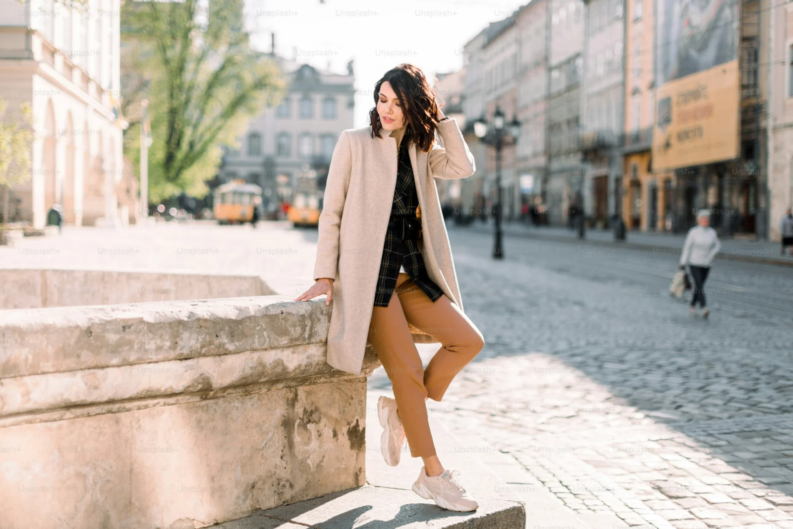 Person wearing Beatnix Costume Shop platform shoes with casual streetwear outfit in an urban setting